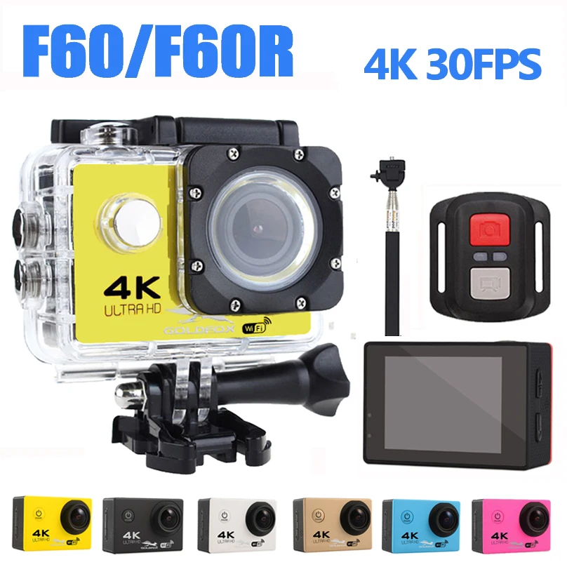 Стильная Экшн камера GOLDFOX H9 Ultra HD 4K 30fps 16MP Wifi Спортивная 170D 30m Go Водонепроницаемая
