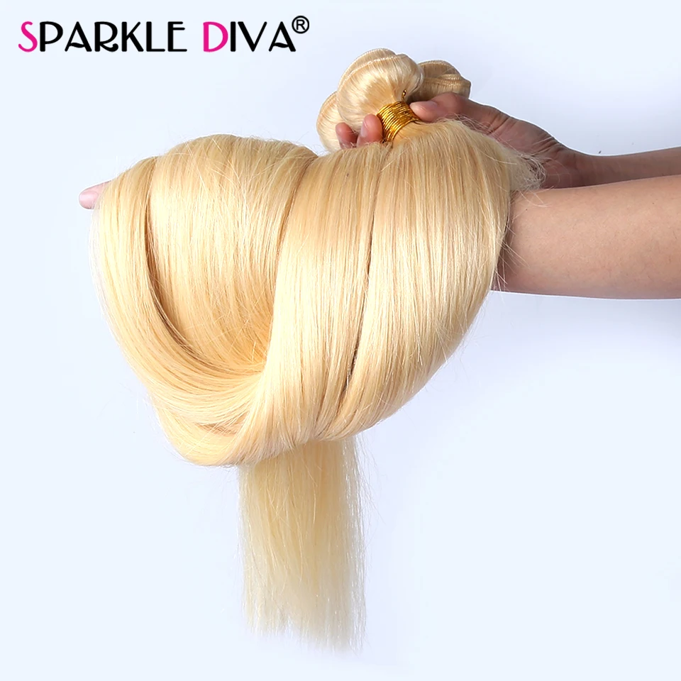 613 Bundles With Frontal Brazilian Straight Hair 3/4 Closure 40 Inches Remy Blonde Human | Шиньоны и парики