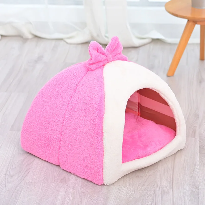 Переносная кровать для кошек съемная согревающая домашних складной домик