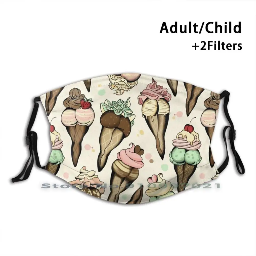 Пикантные мороженое татуировки Flash многоразовые лицевая маска против дымки
