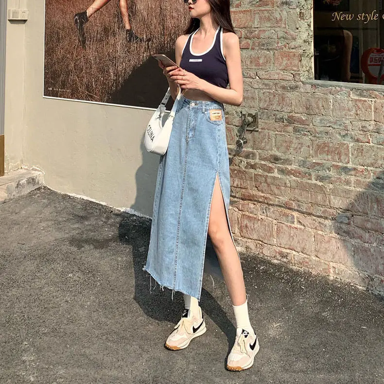 

2021 new high-waist skirt denim skirt women's a-line skirt Harajuku trend top high-quality women's skirts y2k skirt long skirts