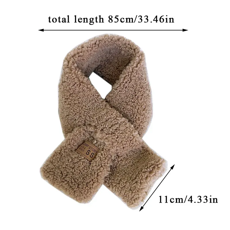 

Winter Plush Soft Scarves Women Faux Fur Cashmere Scarf Warm Neckerchief Collar Scarf Ladies Solid Color Curly Furry Scarf