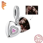 925 стерлингового серебра бисера любовь навсегда сердце кулон Шарм, подходят к оригинальному браслету, персонализированная цифровая печать, сделай сам, ювелирное изделие