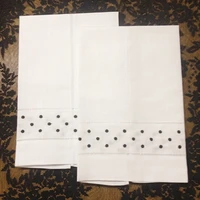 set of 12 14x22embroidered dots handkerchief towels white linen hankies for special occasions
