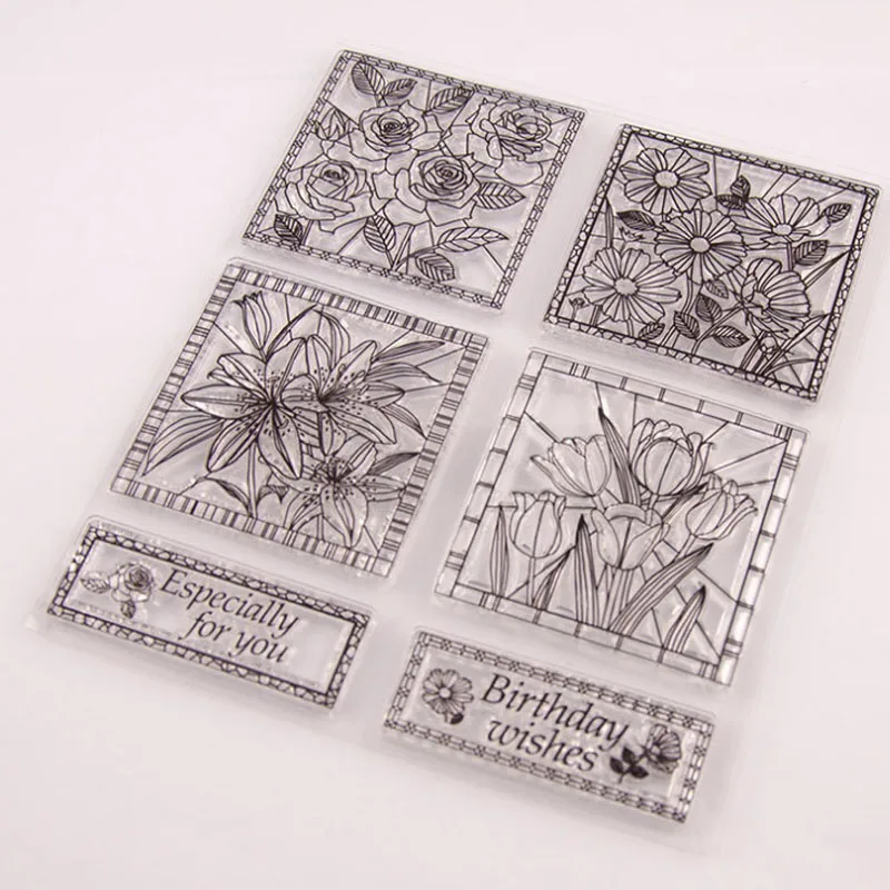 Цветочные штампы прозрачные для скрапбукинга любимые украшения | Дом и сад