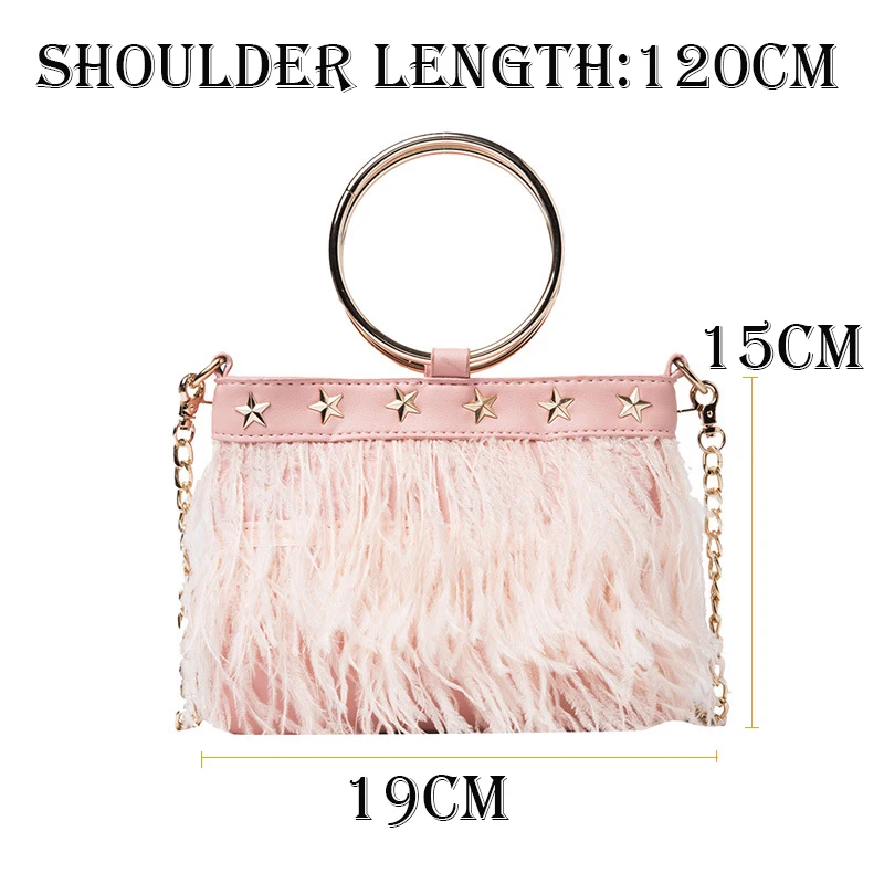 

Feather Design Women Shoulder Bag Winter Large Capacity Chain Bucket Handbags Quality PU leather Women's Totes Shopping Bag