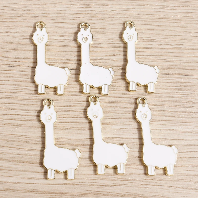 

10pcs 15*32mm Animal Charms Cartoon Enamel Alpaca Charms Pendants Fit Necklaces Earrings Keychain DIY Crafts Jewelry Making