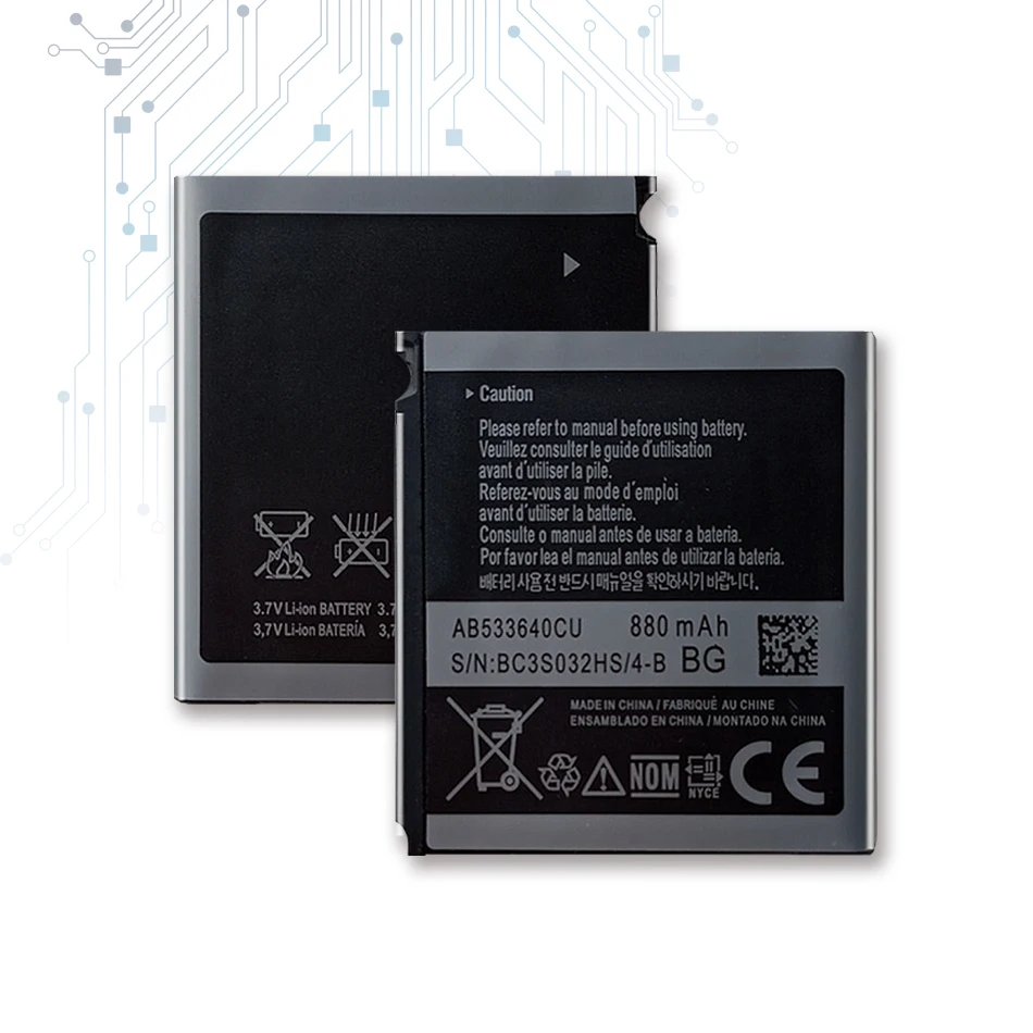 

New Battery AB533640CC AB533640CU For Samsung S3600C GT-S3600i S6888 S3710 S3930C S3601 S3601C S5520 S569 880mAh