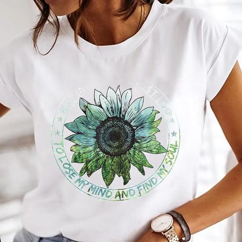

Women Print Flower Floral 90s Cute Clothes Tee Tshirt Fashion Female Tops Print Mujer Camisetas Cartoon Ladies Graphic T-Shirt