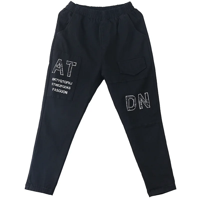 

QING MO Women Casual Harem Pants 2021 Women Letter Embroidery Pants With Sequin Female Denim Pants Black ZQY6609