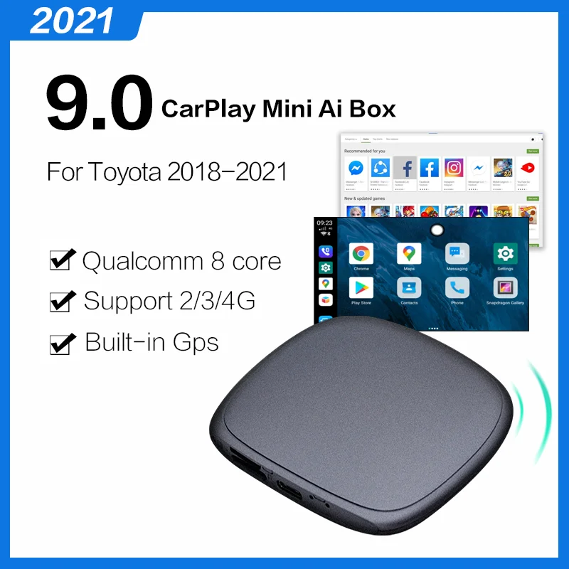 Автомобильный блок ИИ Carplay Android Box мультимедийный проигрыватель 9.0 беспроводной