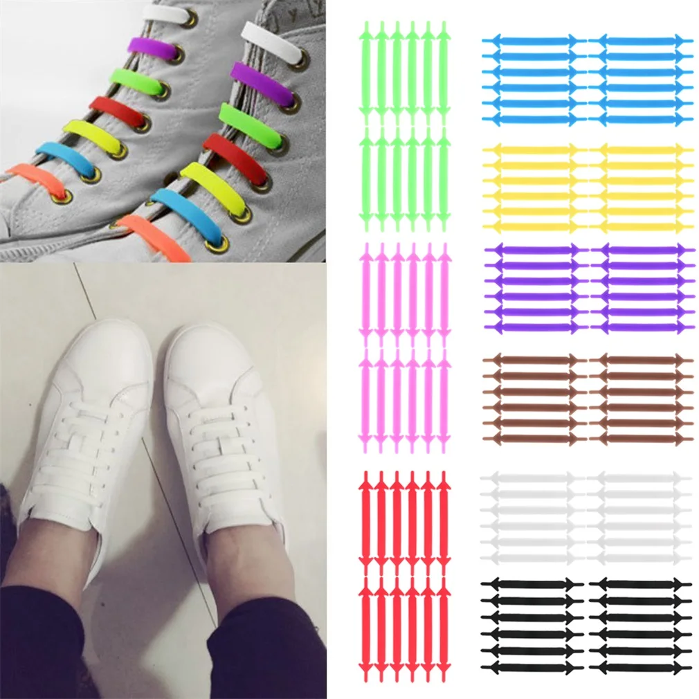 

12pcs/Pack Lazy Silicone Shoelaces Arrow Elastic Shoe Laces Special No Tie For Men Women Shoelace Fit Strap Shoe Lace
