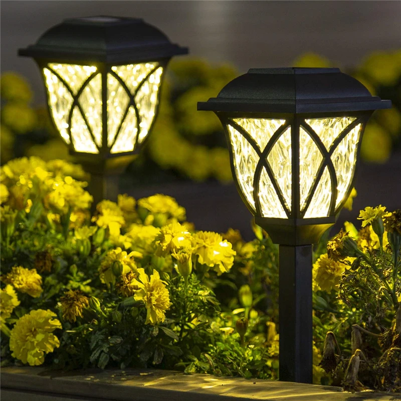 

6 Pcs Lawn Lamp Easy Install Durable Yard Decoration Solar Powered Garden Waterproof Black Landscape Light Outdoor LED Bulb
