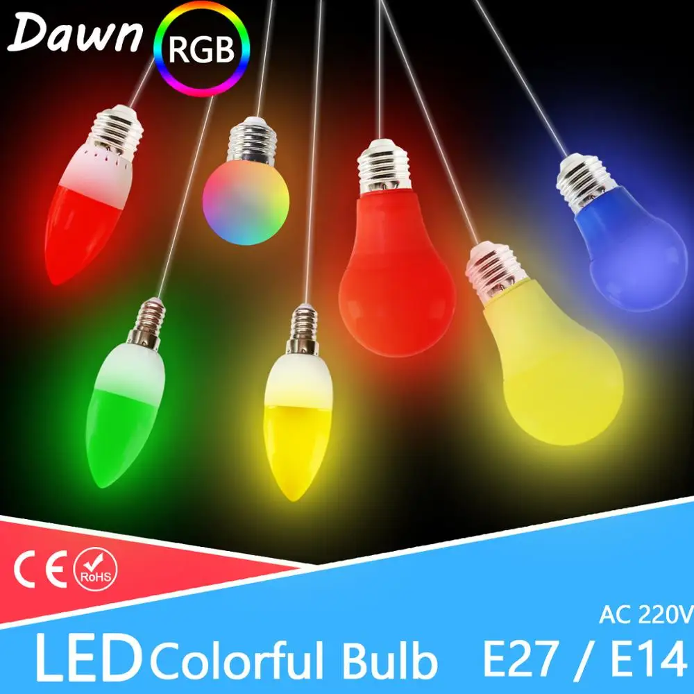 Светодиодный светильник E27/E14/3/5/7 Вт светодиодный RGB/A60/A50/G45/C35 цветной SMD/2835 220 В 240 в