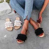 womens slippers summer new fashion flat bottom lotus leaf sandals plus size european and american leisure outdoor beach shoes