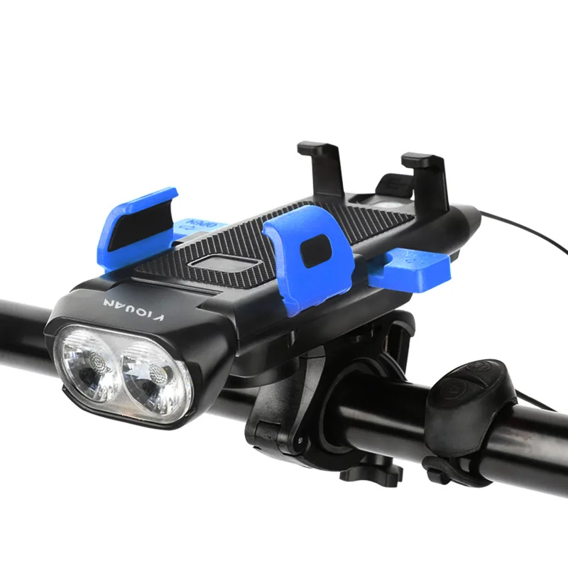 

Bicycle light four-in-one car headlight mountain bike horn light one-key lock mobile phone holder lighting riding equipment