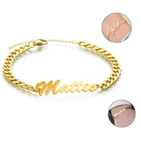 personalized custome name piercing bracele cuban luck rope chain link engraved name bracelets arabic letter bangle adjustable