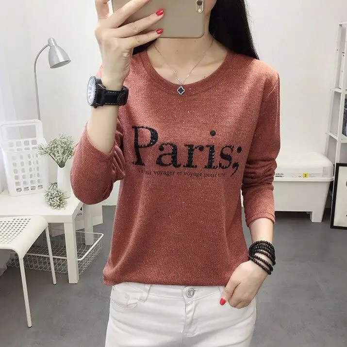 

T Shirt Women Autumn winter Long Sleeves Tee Shirts Tops Print Tshirt Cotton T-shirt Female casual o-neck loose Lady streetwear