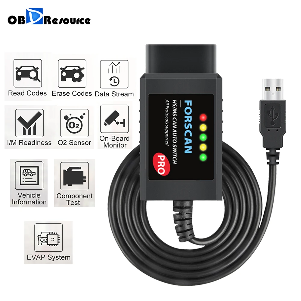 Автомобильный сканер Forscan Pro ELM327 диагностические инструменты HS MS CAN obd2 ELM 327 USB V1.5
