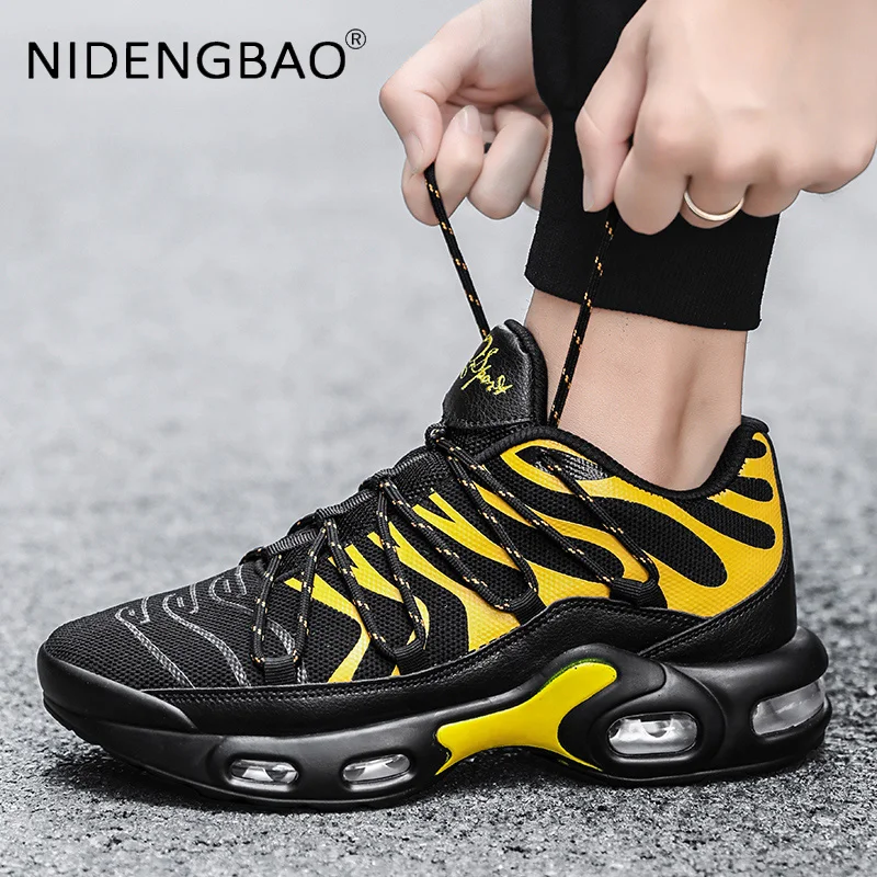 Air Cushion Running Shoes Men's Sneakers Breathable Damping Marathon Sports Shoes Gym Athletic Trainers Heighten Casual Footwear