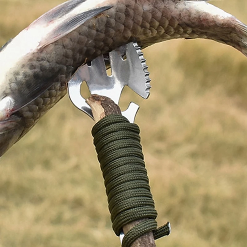 

4 Pcs 8-In-1 Camping Spork Multi-Functional Spoon Fork Can Bottle Wrench and Hanging Hole Multi Functional Flatware