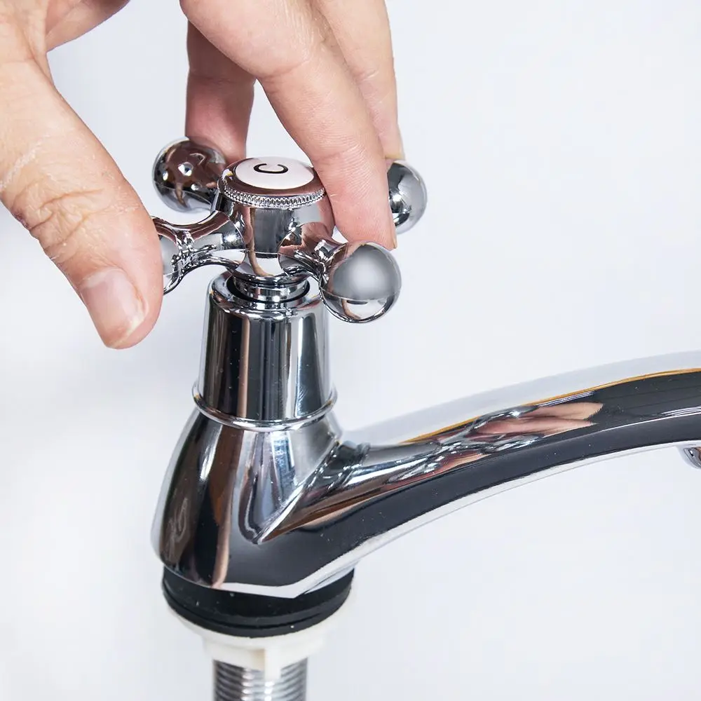 

Traditional Twin Basin Sink Hot and Cold Tap Deck Mount Waterfall Bathroom Faucet Pair Copper Chrome Kitchen Mixed Water Tap