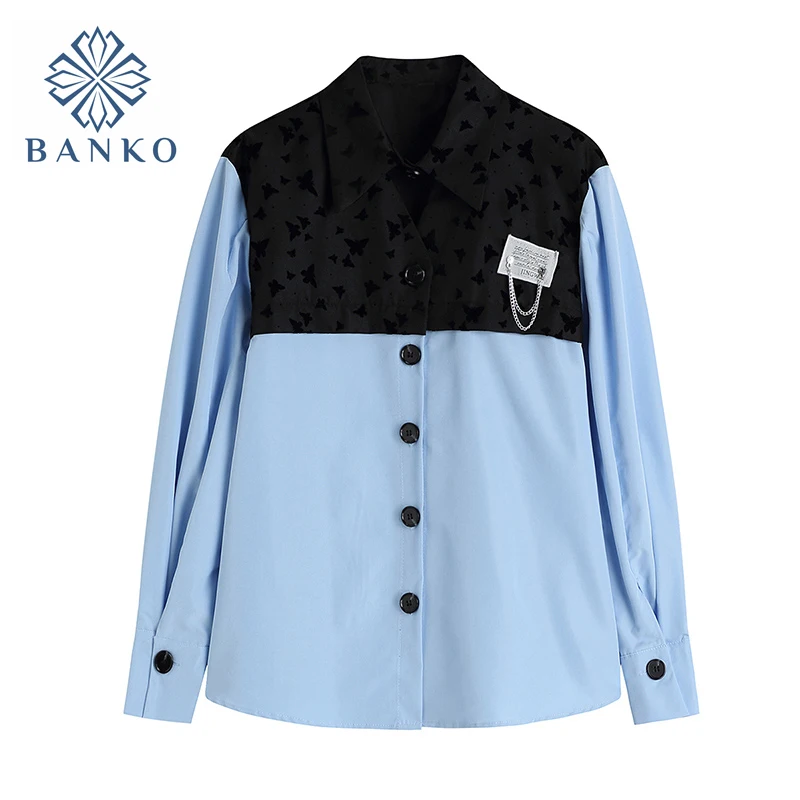 Осень 2021 винтажная женская блузка французская фальшивая рубашка из двух частей