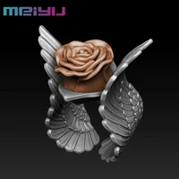 women ring red rose flower big wings open finger rings for women valentines day christmas new year party gift jewelry wholesale