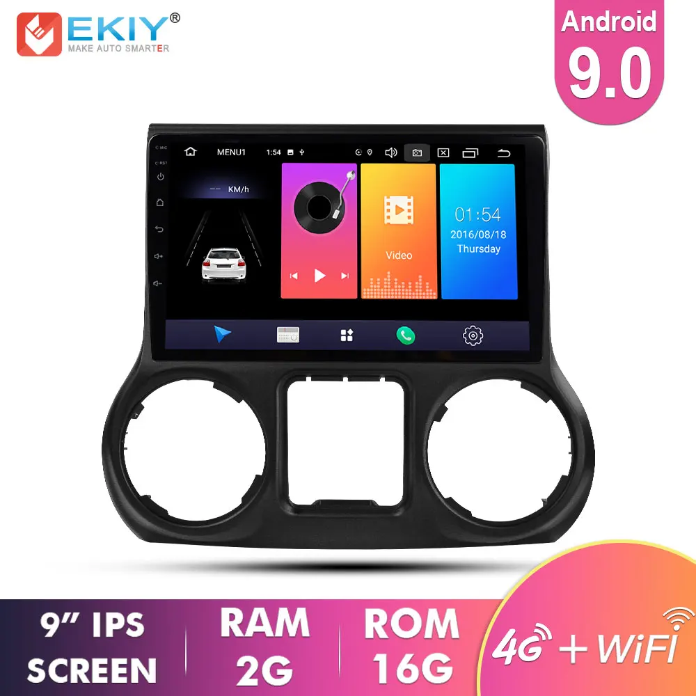 EKIY 10 1 ''IPS Автомобильный мультимедийный Android 9 0 авто радио для Jeep Wrangler 3 JK 2010 2012
