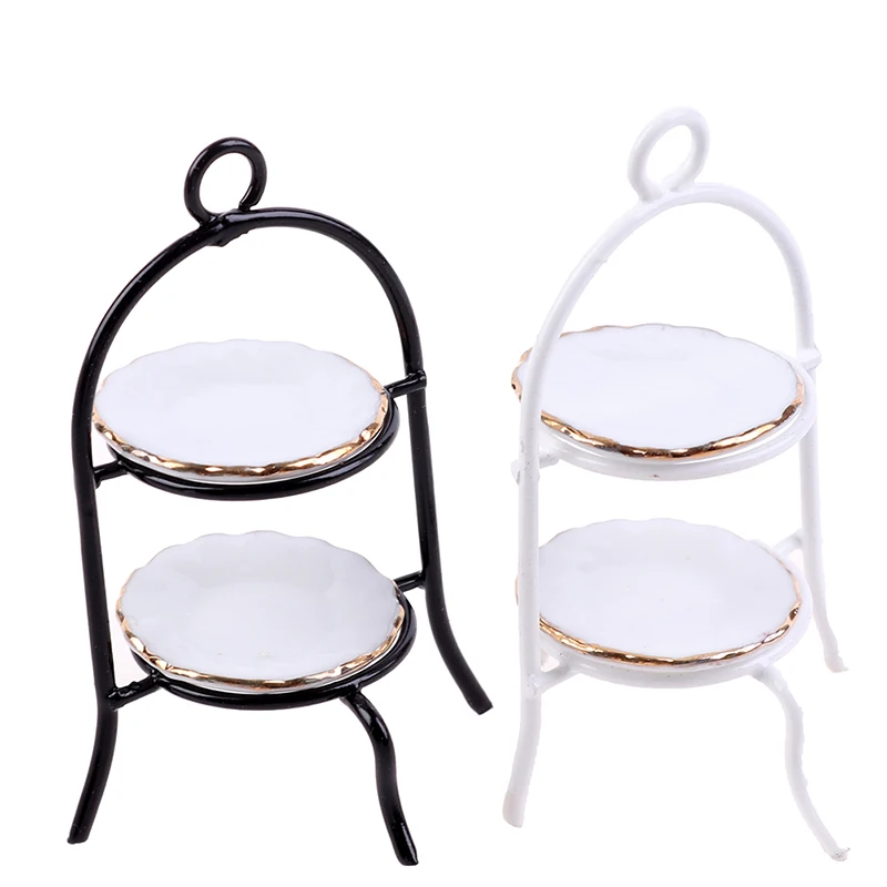 

3pcs/Set 1/12 Dollhouse Miniature Furniture White Cake Stand Dish Kitchen Tableware Room Decor DIY Toys for Baby Kids
