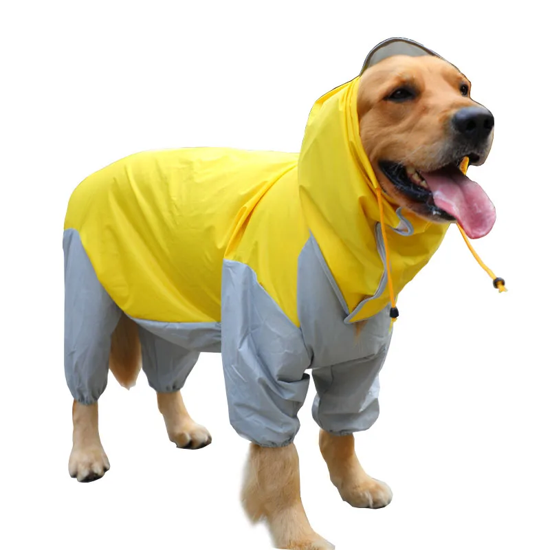 VOW Pet Small Large Dog Raincoat Waterproof Clothes For Jumpsuit Rain Coat Hooded Overalls Cloak Labrador Golden Retriever 2021 | Дом и сад