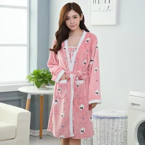 Халат фланелевый женский зимний, на флисе, 2 шт.