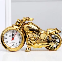 motorcycle shape alarm clock ornament fashion plastic gold black creative alarm clock student bedside clock home decoration