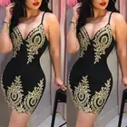 Новинка 2020, женское облегающее модное платье на бретельках с принтом, обтягивающее кружевное вечернее мини-платье на бретельках для вечеривечерние, размер S-XL, V-образный вырез