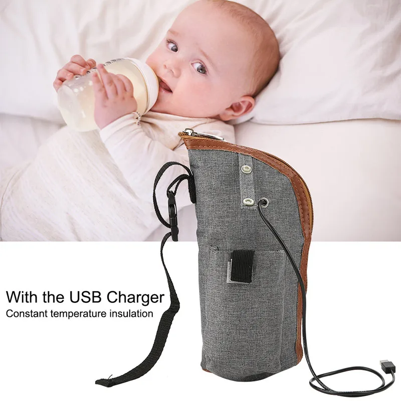 

Feeding Bottle Heated Cover USB Travel Mug Milk Hot Water Constant Heat Pouch Baby Nursing Insulation Storage Bag Warmer Heater