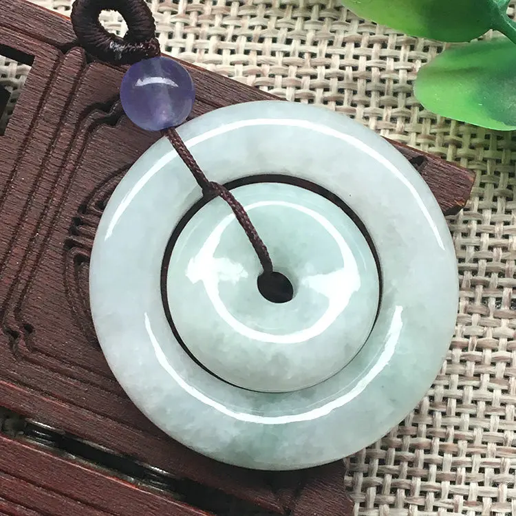 

100% natural Myanmar grade A green jade pendant handcarved 36mm round jade necklace women pendants