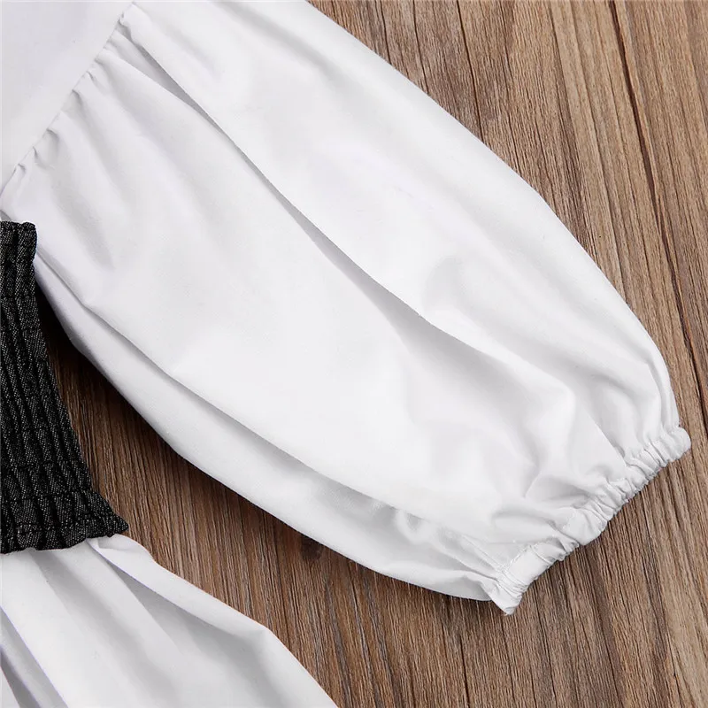 Блузка для маленьких девочек одежда белая рубашка с длинными