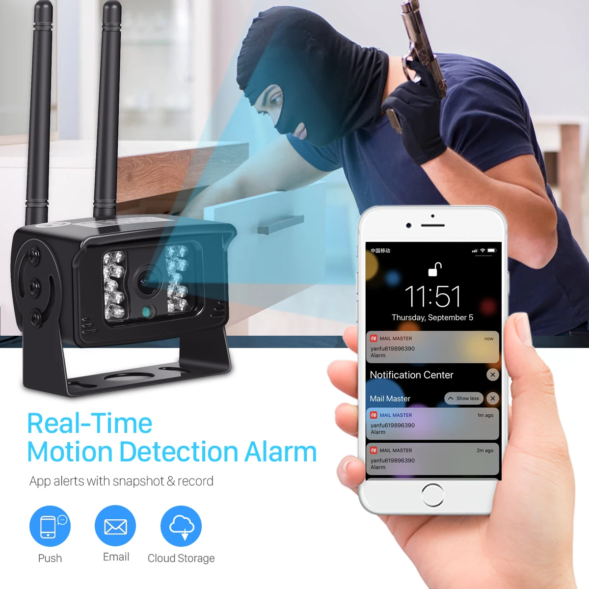 Камера видеонаблюдения металлическая водонепроницаемая 2 Мп Full HD 1080P Wi Fi слот для