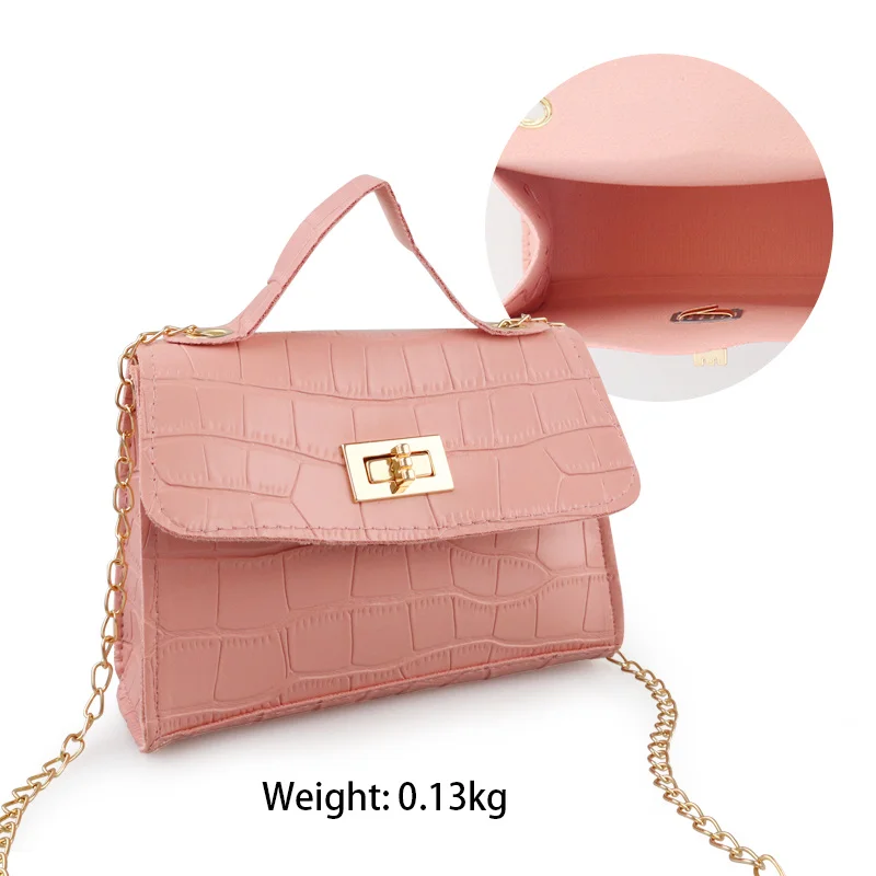 

Bags for Women 2021 New Fashion Crocodile Pattern Shoulder Bag PU Chain Buckle Messenger Bag Three-dimensional Texture Handbags