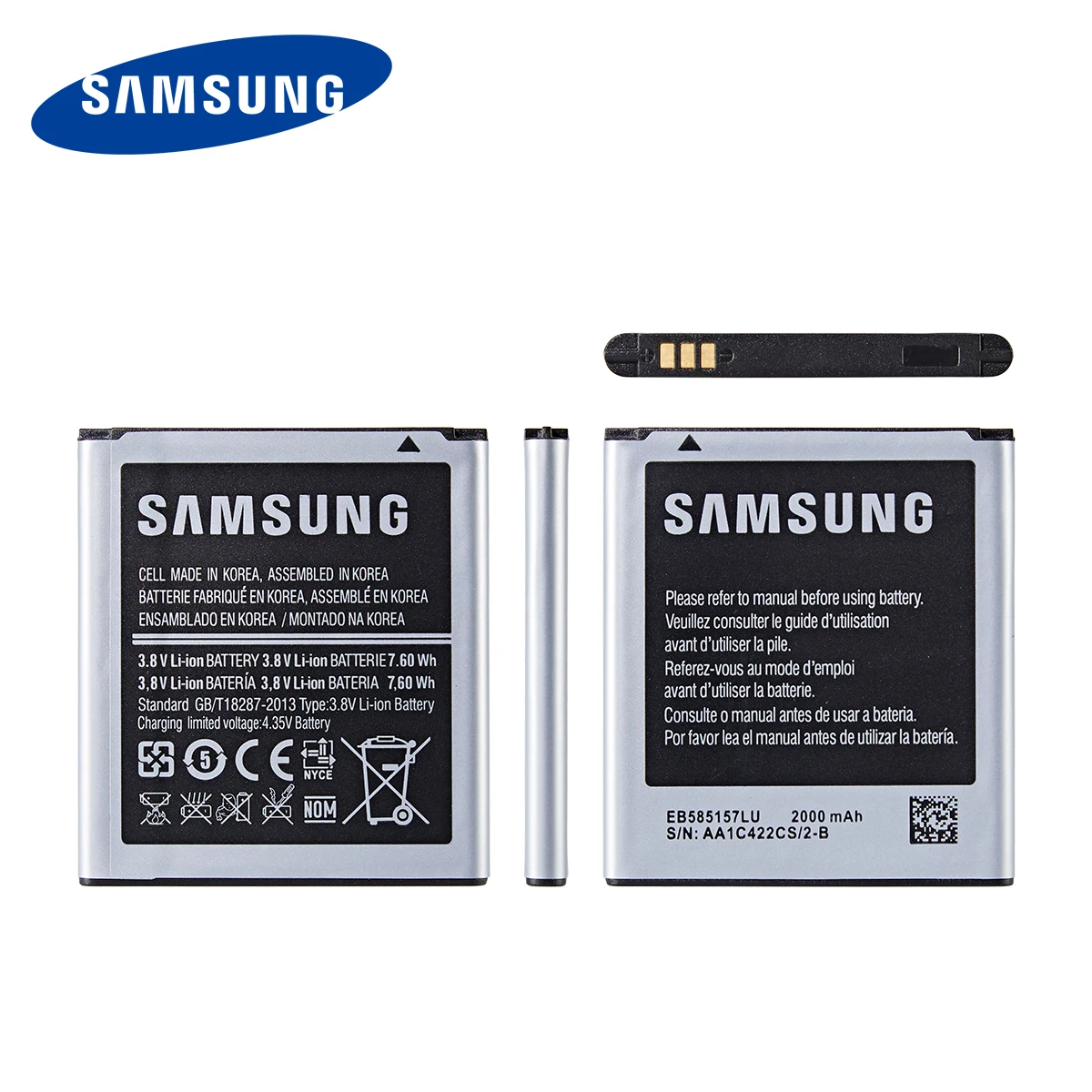 samsung orginal eb585157lu 2000mah battery for samsung galaxy core 2 duos i8520 i8530 i8552 i869 i8558 i8550 mobile phone free global shipping
