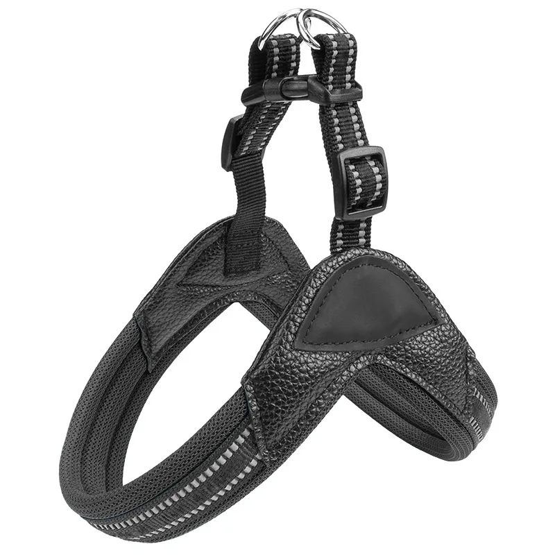 

Pet Supplies Dog Leash Reflective Dog HarnessBreathable Pu Leather Pet Chest Harness