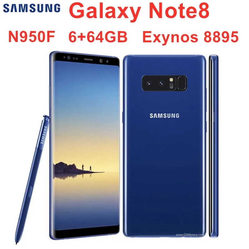 Samsung Galaxy Note8 N950F Note 8, разблокированный телефон 4G LTE, четыре ядра, 6,3 дюймов, двойной 12 МП ram, 6 ГБ rom, 64 ГБ, 3300 мАч, отпечаток пальца