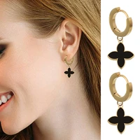 korean fashion four leaf clover earrings female luxury goldsilver color jewelry for girls and women