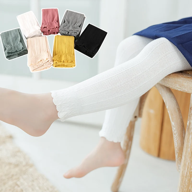 

Женские брюки в Вертикальную Полоску, разноцветные дышащие леггинсы с кружевом для девочек, демисезонные детские брюки