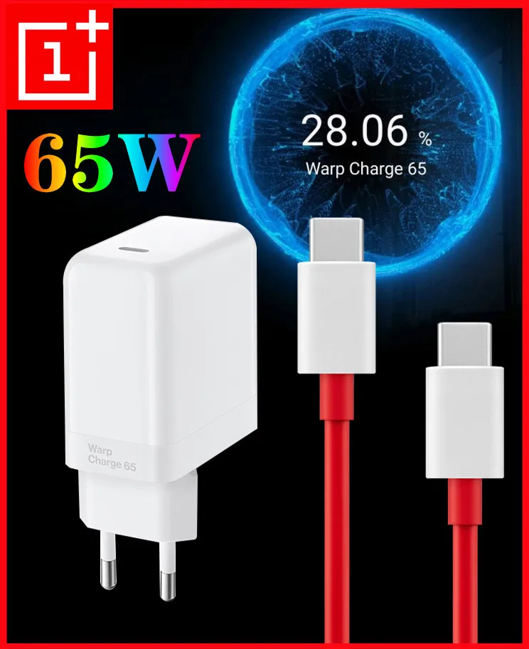 

Oneplus Charger Original Warp Charge 65W 9 Pro EU OnePlus Chargers 65 USB Wall Travel Adapter 9R Mibile Phones 6A Type C Cable