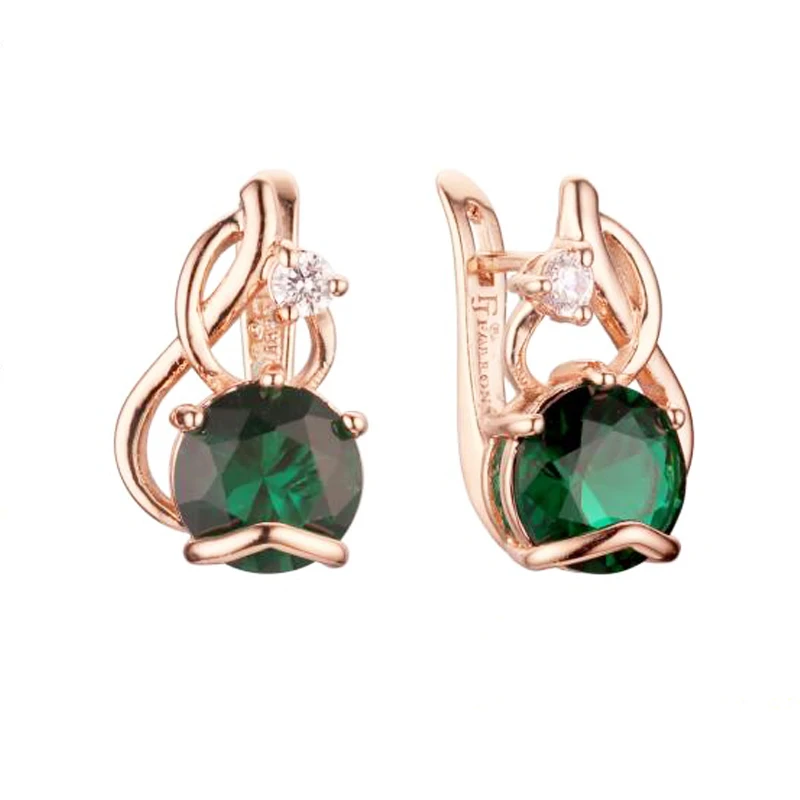 2 Color Womens Green Red Stone 585 Rose Gold Dangle Drop Earrings | Украшения и аксессуары