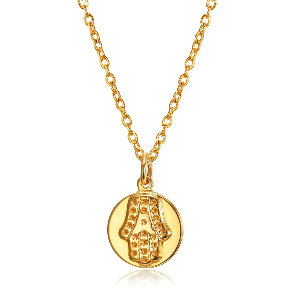 

2021 New Arrival Hamsa Hand of Fatima Pendant &Chain Gold Color Stainless Steel Palm Necklace Turkish Jewelry For Women