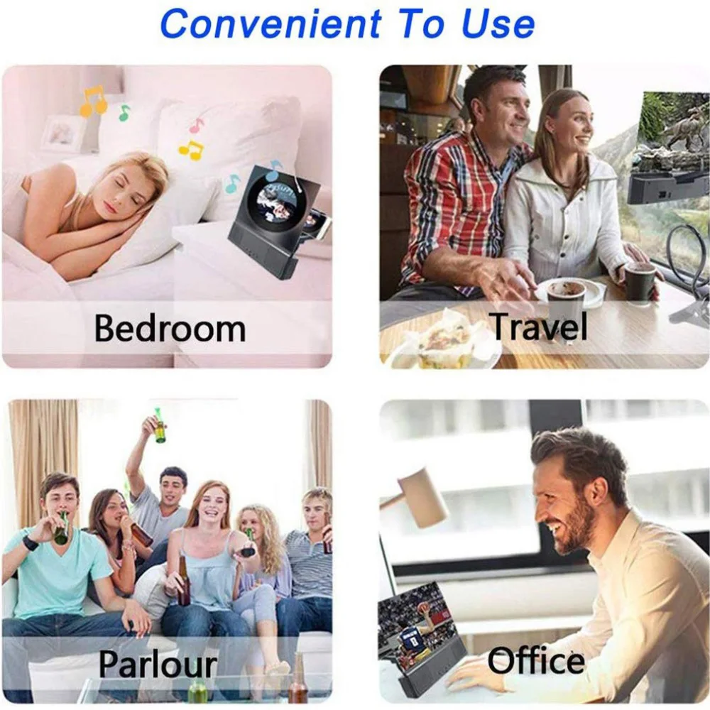 12 inch 3d screen magnifier video mobile phone folding curved enlarged hd movie with speaker amplifying projector stand bracket free global shipping