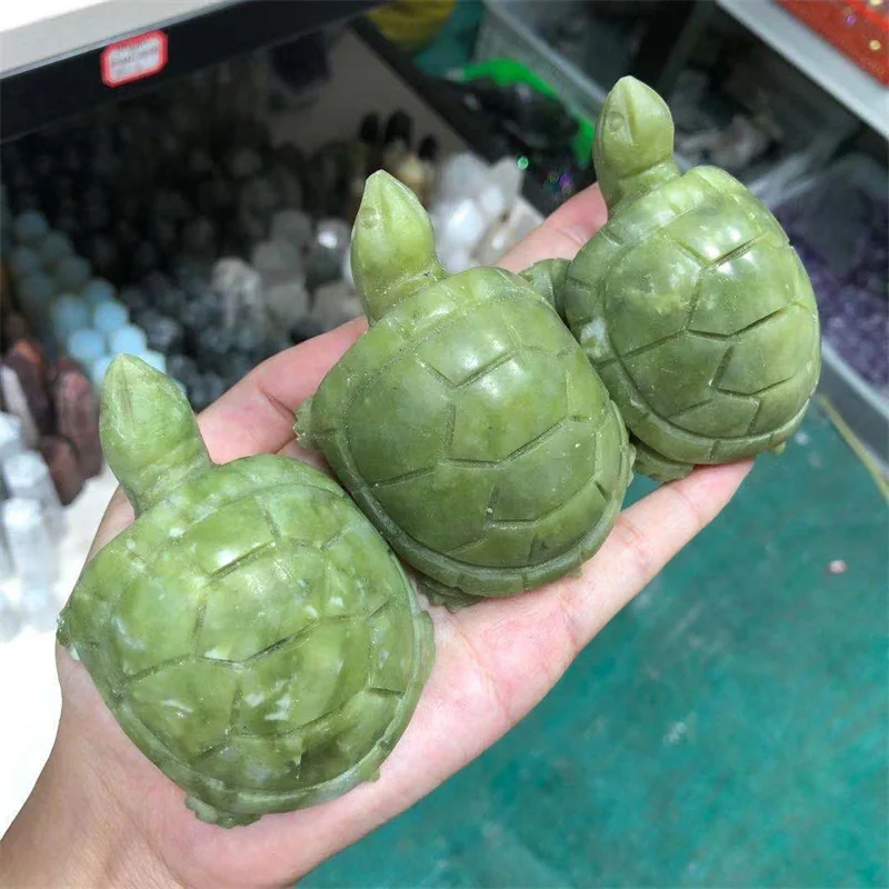 Зеленая Нефритовая черепаха натуральные камни кварцевые кристаллы Helaing Reiki