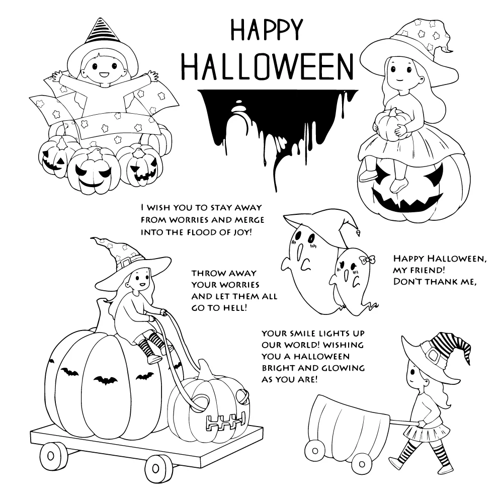 

ZhuoAng Halloween pumpkin Cutting Dies and Clear Stamp Set for DIY Scrapbooking Photo Album Decoretive Embossing Stencial